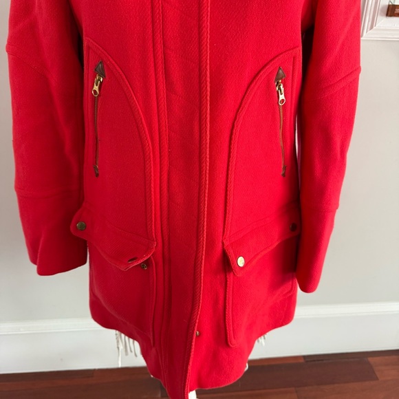J. CREW Red Chateau Parka Coat Sz 10 Stadium Cloth Nello Gori - Picture 4 of 7